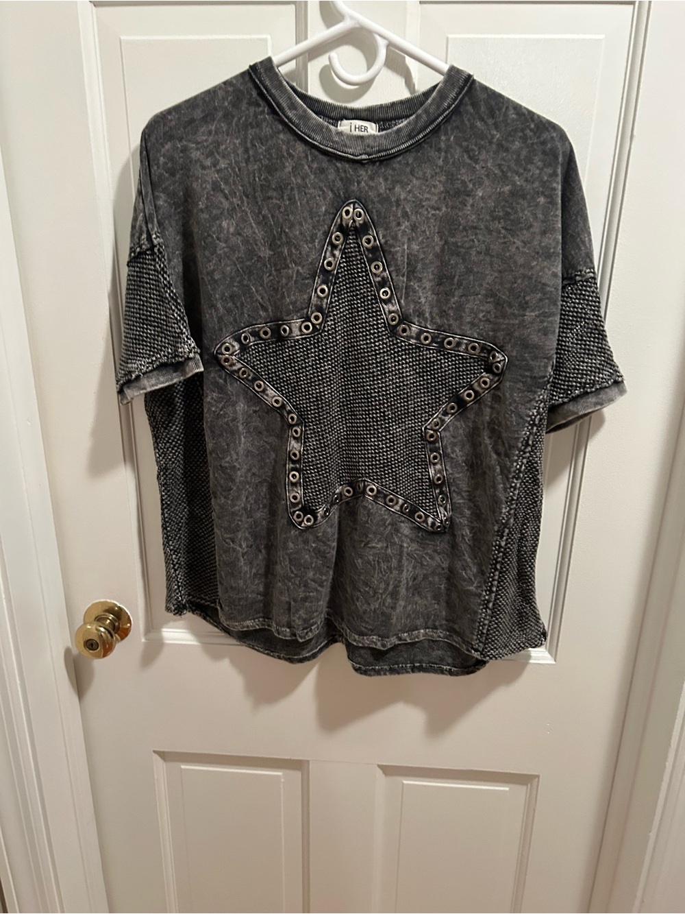 NWOT J HER Washed Black Star Short Sleeve Tee - Size S